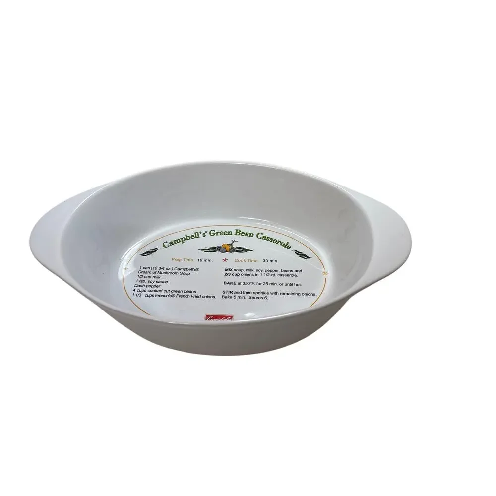 Campbell's Green Bean Casserole 2011 1.5Qt Ceramic Oval Recipe Bakeware Dish